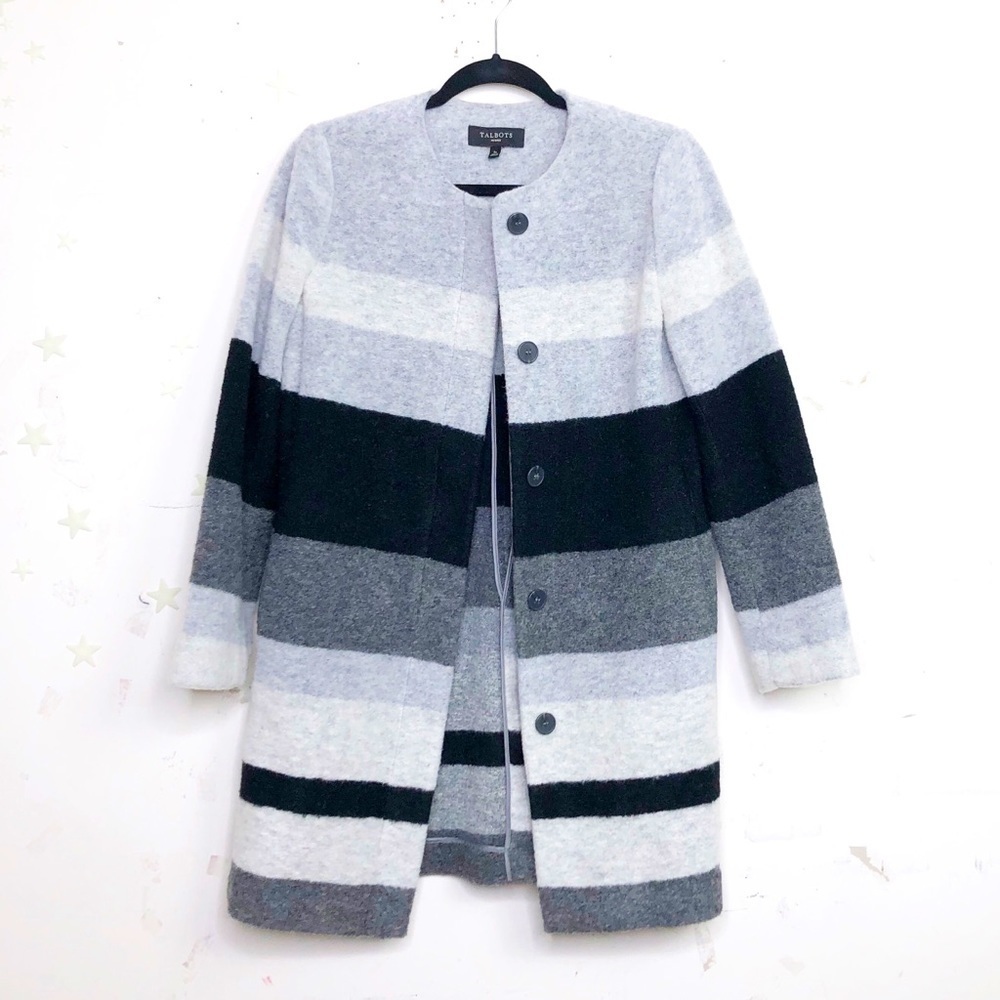 TALBOTS size SP petites boiled wool striped coat